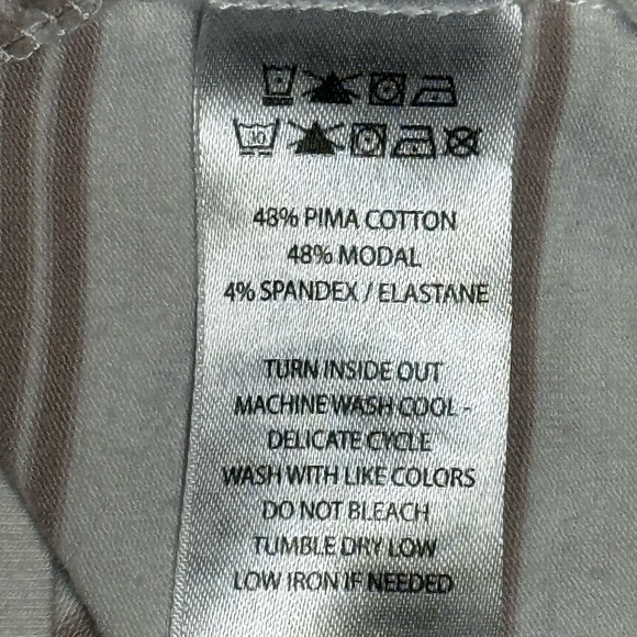 Joie Womens Size L Cream Taupe Striped Long Sleeve Boat Neck Top Pima Cotton EUC - Picture 5 of 5